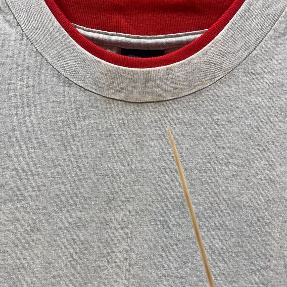 Vintage 90s Shirt Mens Extra Large Gray Red Single Stitch Made In USA Cotton - Picture 11 of 16